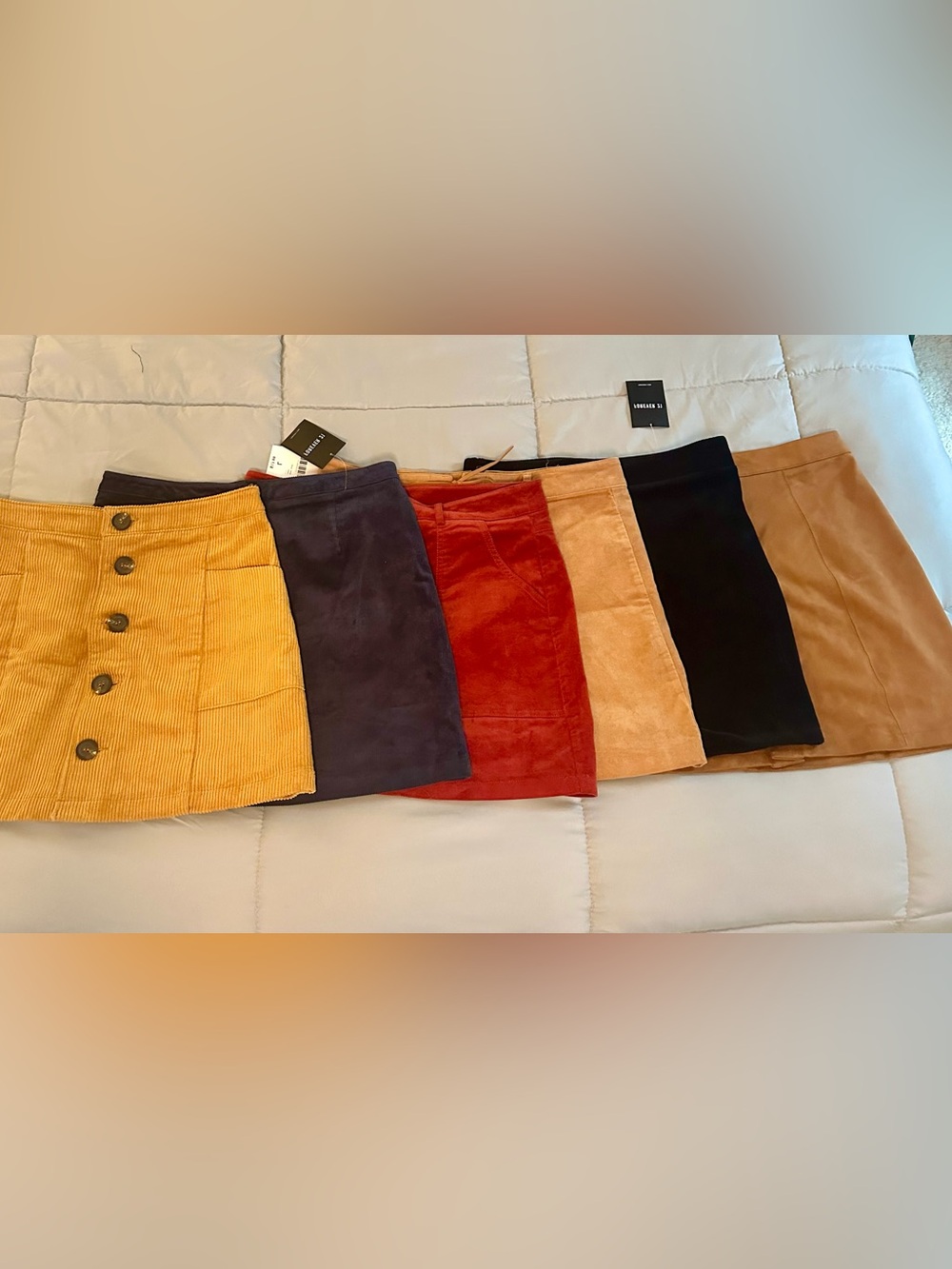 Forever 21 Corduroy Mini Skirts in Mustard, Navy, Rust, Tan, Black, Camel